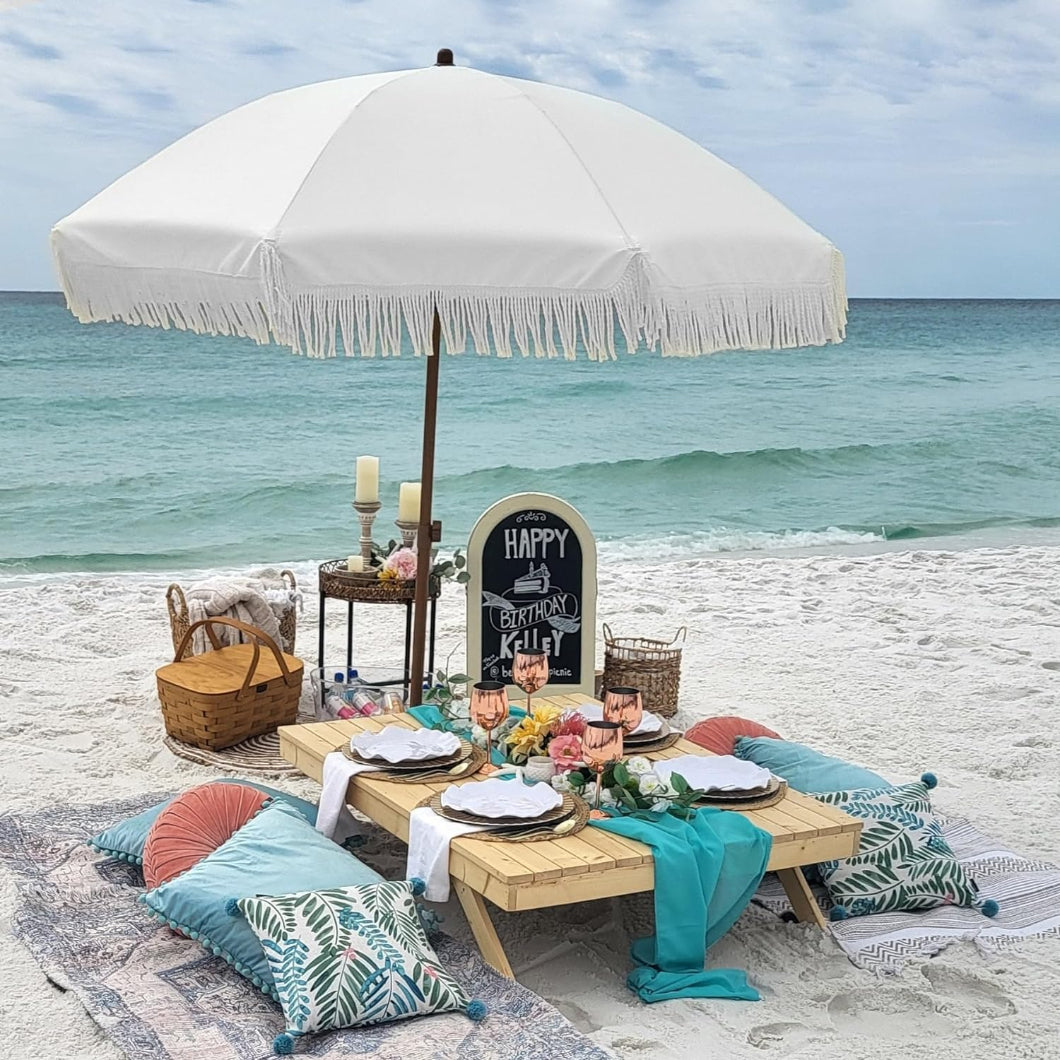 can a patio umbrella be used at the beach GDY 9 FT 32 LED Hula Thatched Tiki Umbrella, Hawaiian Style Umbrellas without Center Light for Patio Garden Beach Pool Backyard : Patio, Lawn & Garden quality Water 6ft Blue Striped Outdoor Umbrella