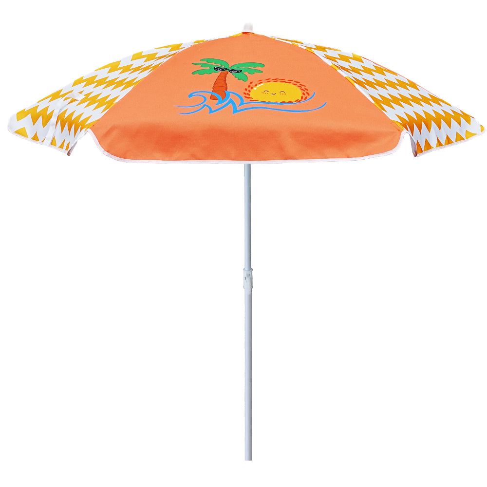 AMMSUN 5ft Kid Umbrella, Orange Coconut Tree