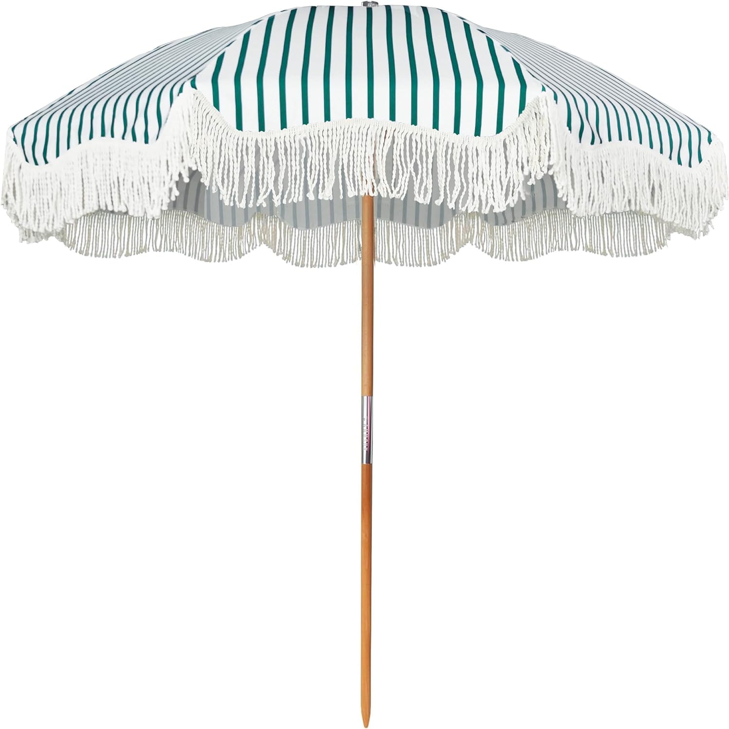 AMMSUN  6.5ft Boho Umbrella with Fringe Nature Green