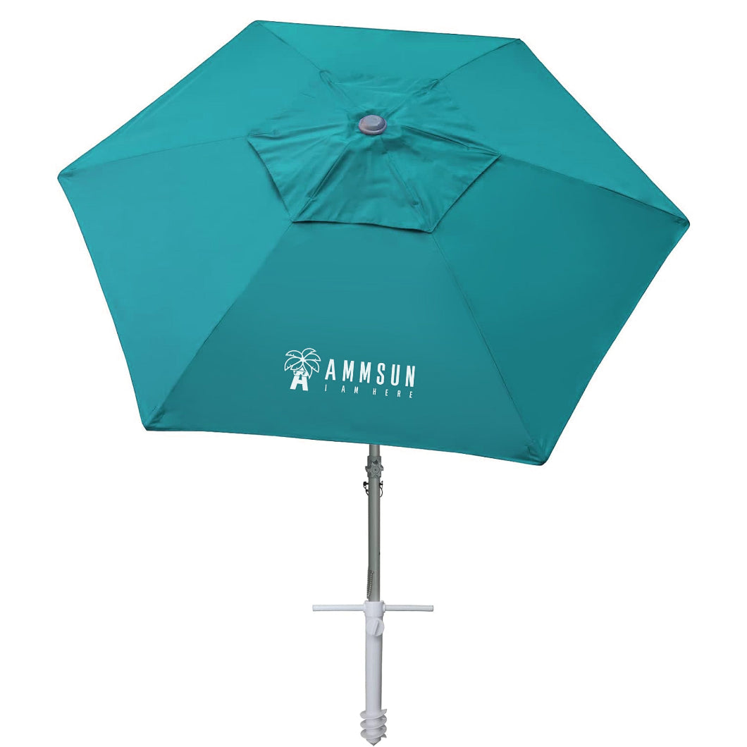 aqua colored patio umbrella AMMSUN 8ft Heavy Duty Commercial Grade Beach Umbrella,Teal