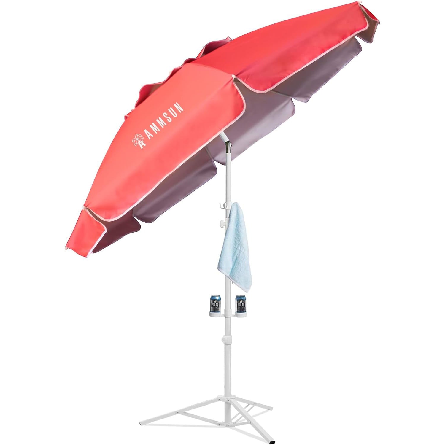 AMMSUN 6.5ft Lightweight Portable Sports Umbrella with Stand Pink