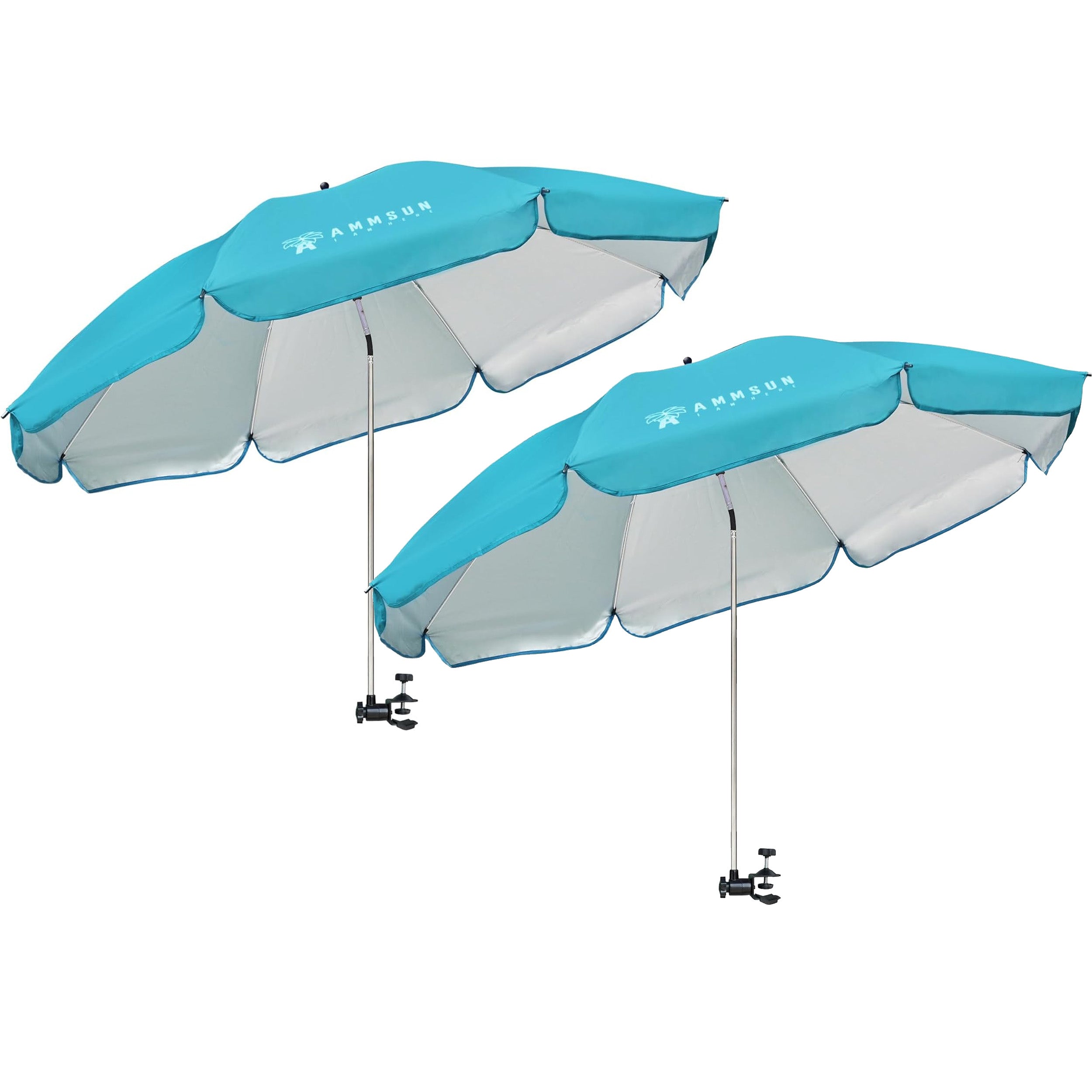 AMMSUN 52 inches XL Chair Umbrella with Universal Clamp Sky Blue 2 PCS