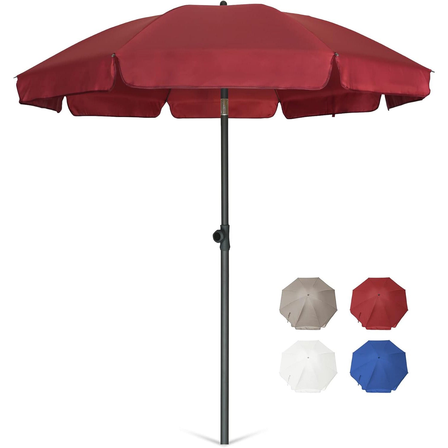 AMMSUN 6.5ft Patio Umbrella Market Table Umbrella Maroon