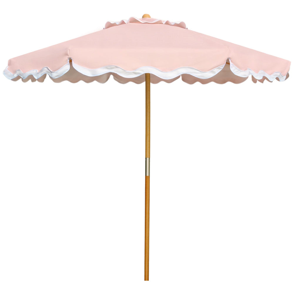 blush pink patio umbrella AMMSUN 8.2FT Vintage Wood Outdoor Umbrella with pulley system, Deep Peach