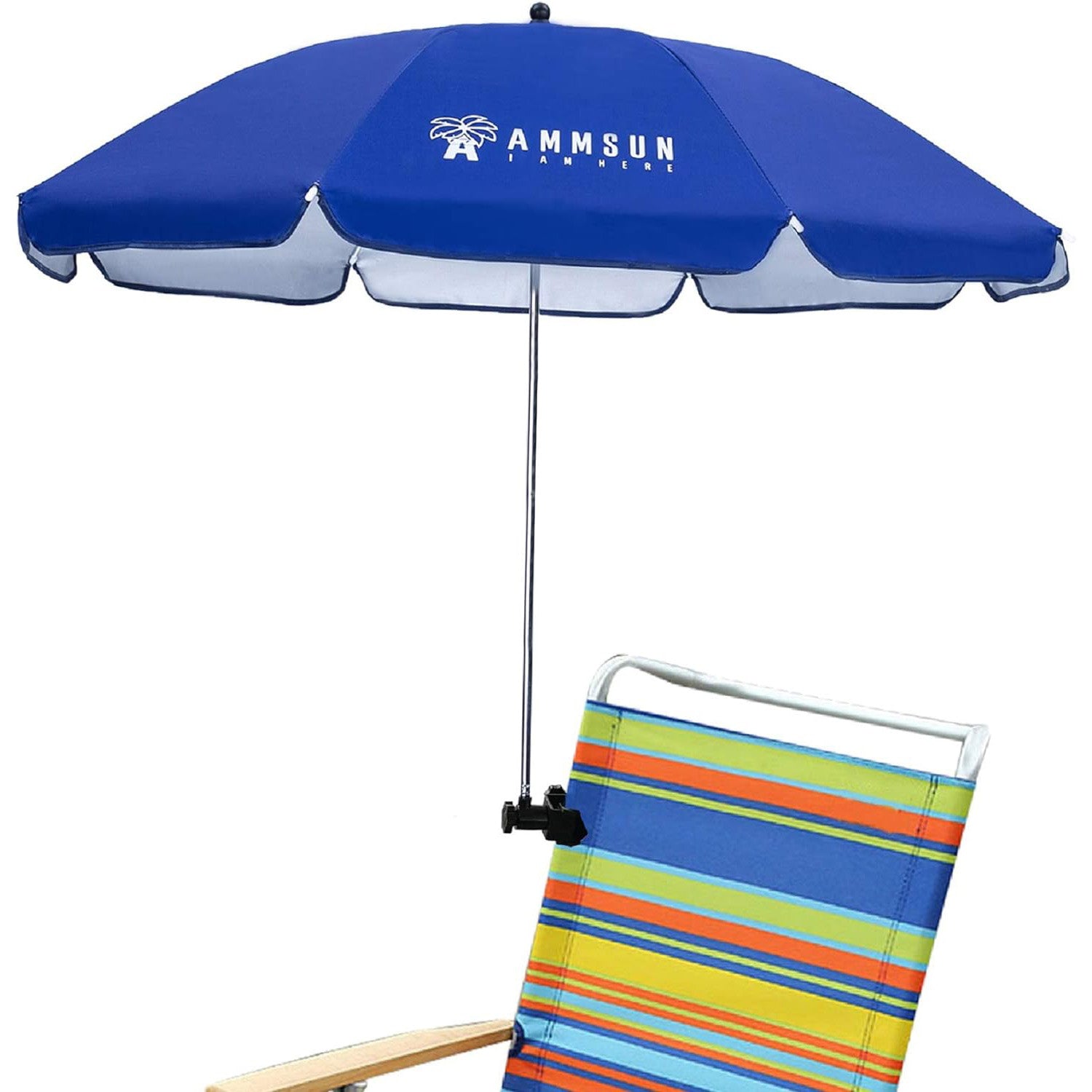 AMMSUN 43 inches Chair Umbrella with Universal Clamp Blue