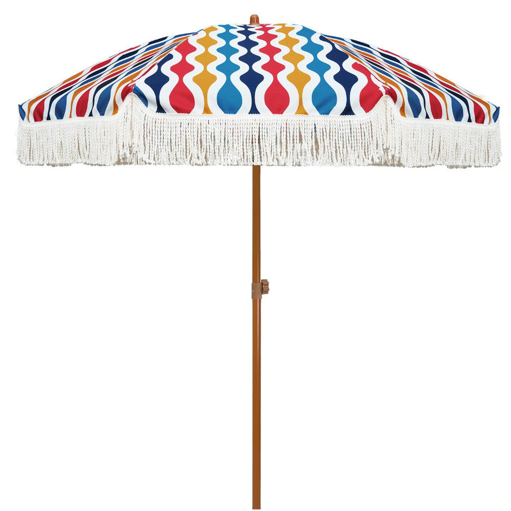 7 ft patio umbrella with tilt AMMSUN 7ft Patio Fringe Umbrella, Wave Colorful