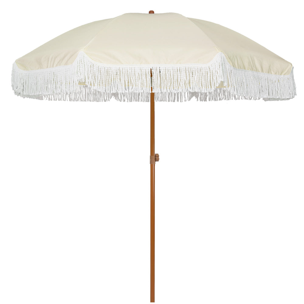ammsun patio umbrella AMMSUN 7ft Patio Fringe Umbrella,Light Beige