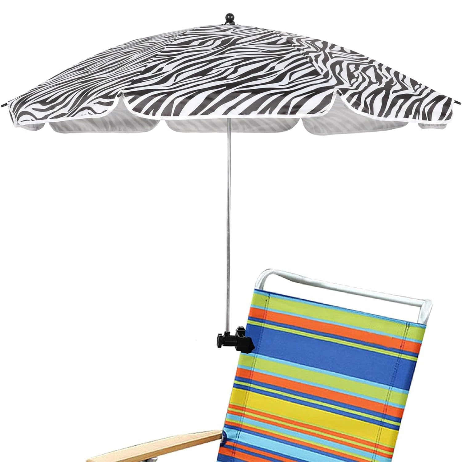 AMMSUN 43 inches Chair Umbrella with Universal Clamp Zebra