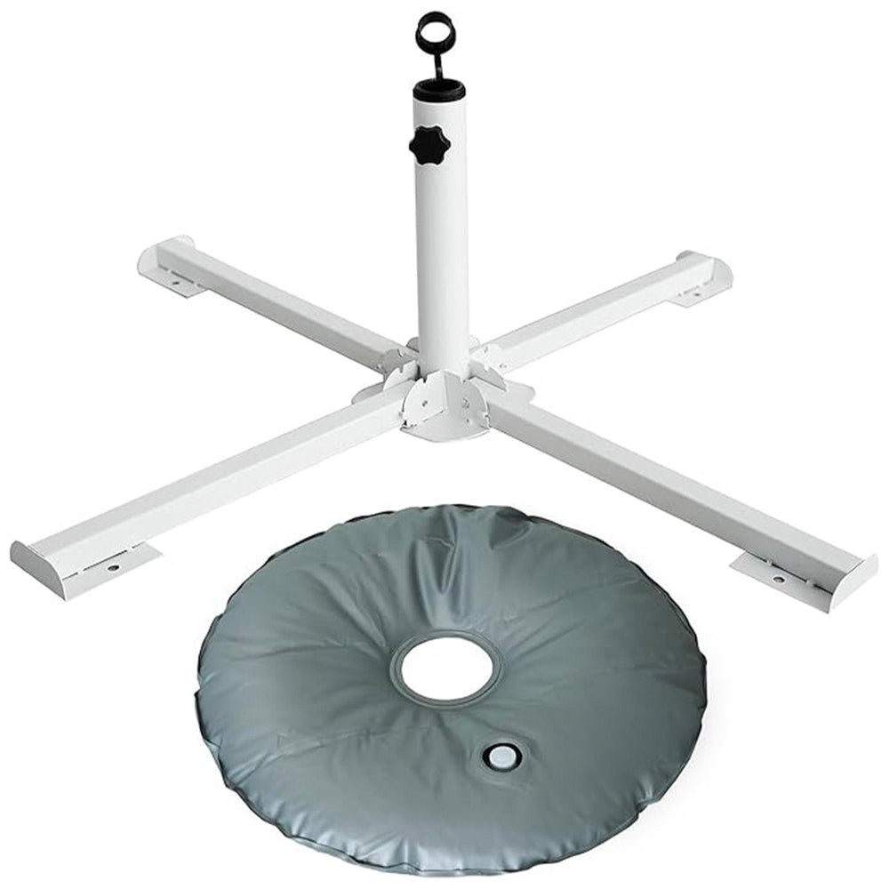 buy patio umbrella base AMMSUN Portable Steel Foldable Umbrella Stand with additional water bag
