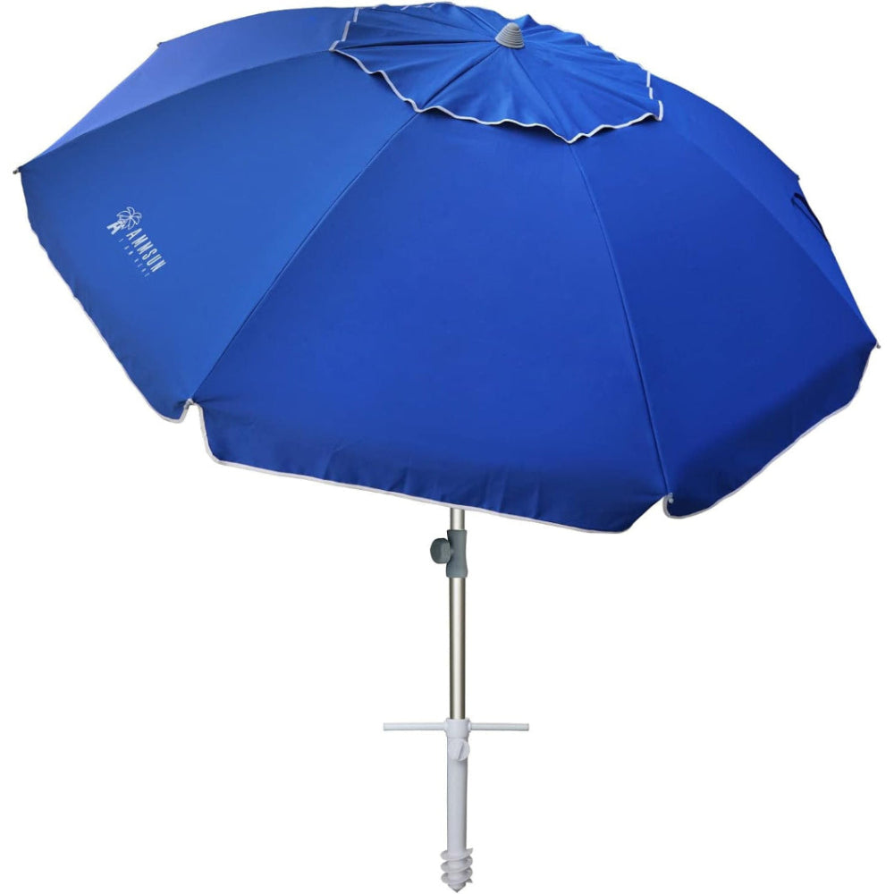 AMMSUN 7ft Beach Umbrella With Sand Anchor,Blue