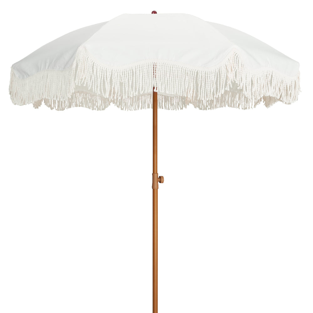 boho patio umbrella AMMSUN 6.5ft Boho Fringe Beach Umbrella,White