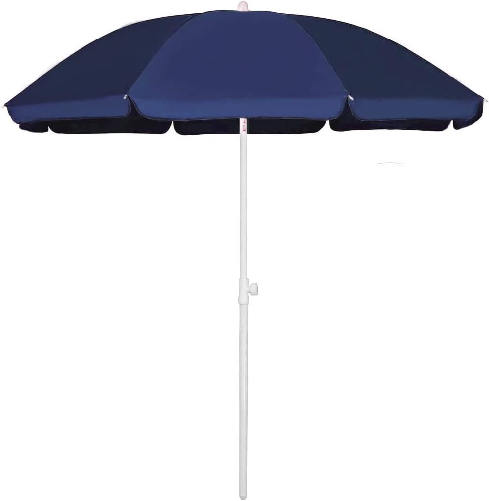 AMMSUN 6FT Portable Outdoor Picnic Beach Umbrella with Tilt Function, Blue