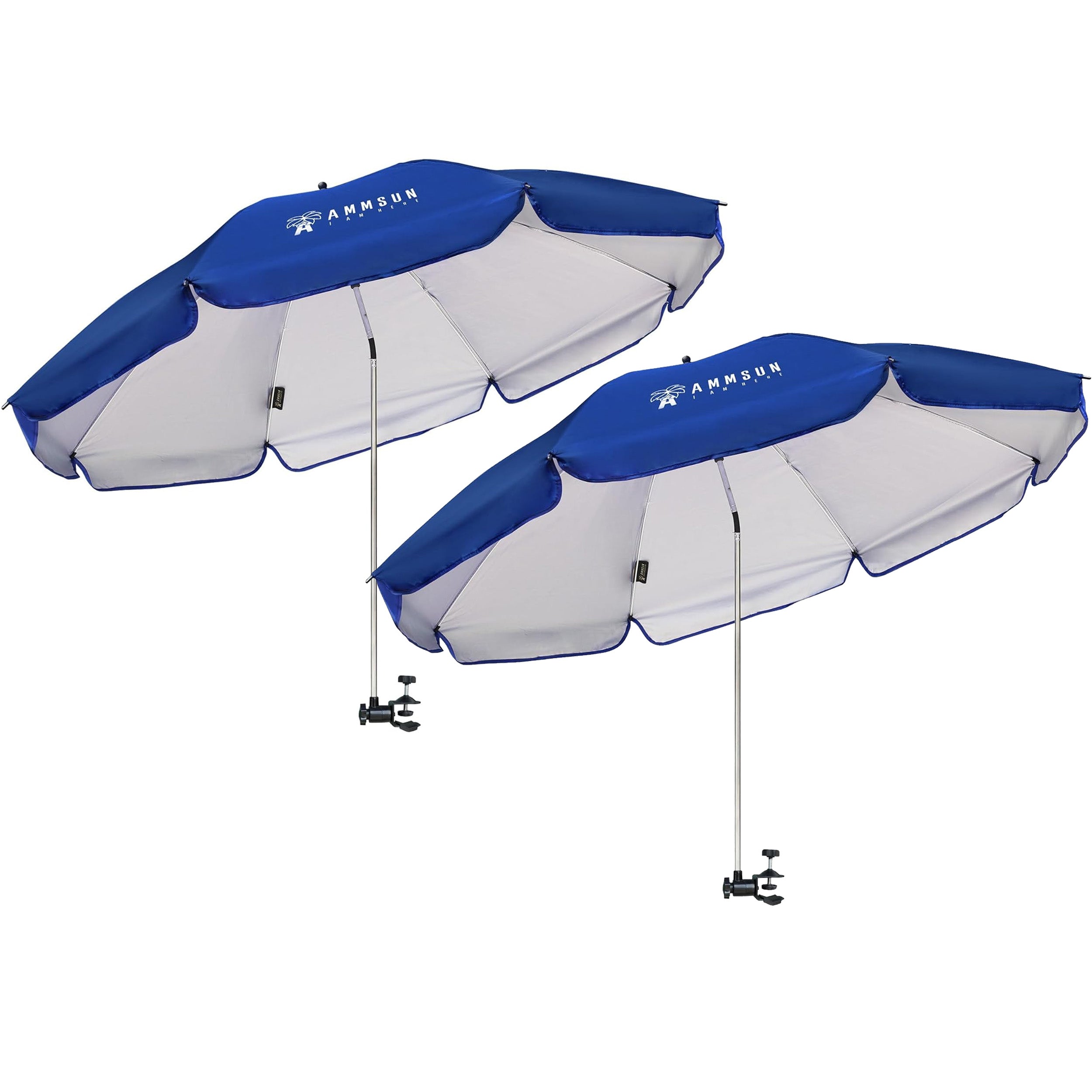 AMMSUN 52 inches XL Chair Umbrella with Universal Clamp Blue 2 PCS