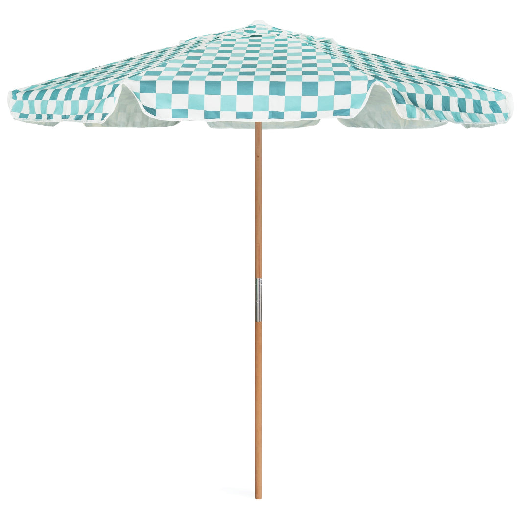 blue and green patio umbrella AMMSUN 7.8ft Beach & Patio Umbrella,Green check