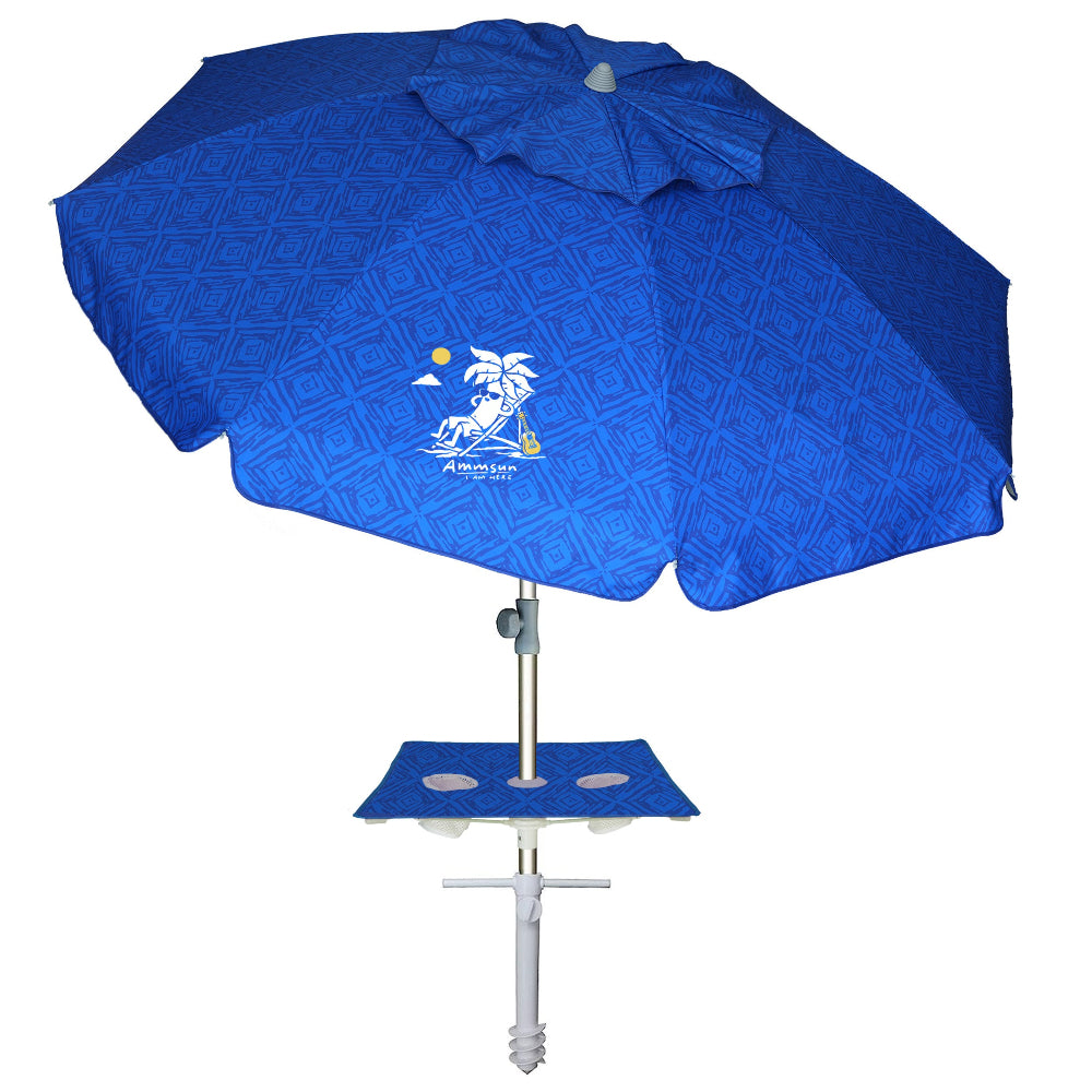 ammsun 6.5 ft outdoor patio beach umbrella sun shelter AMMSUN 6.5ft Beach Umbrella with Sand Anchor & Table,Blue