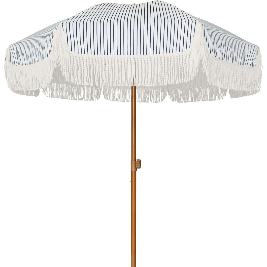 7 ft rectangular patio umbrella meditteranean blue AMMSUN 7ft Patio Fringe Umbrella,Blue Stripes