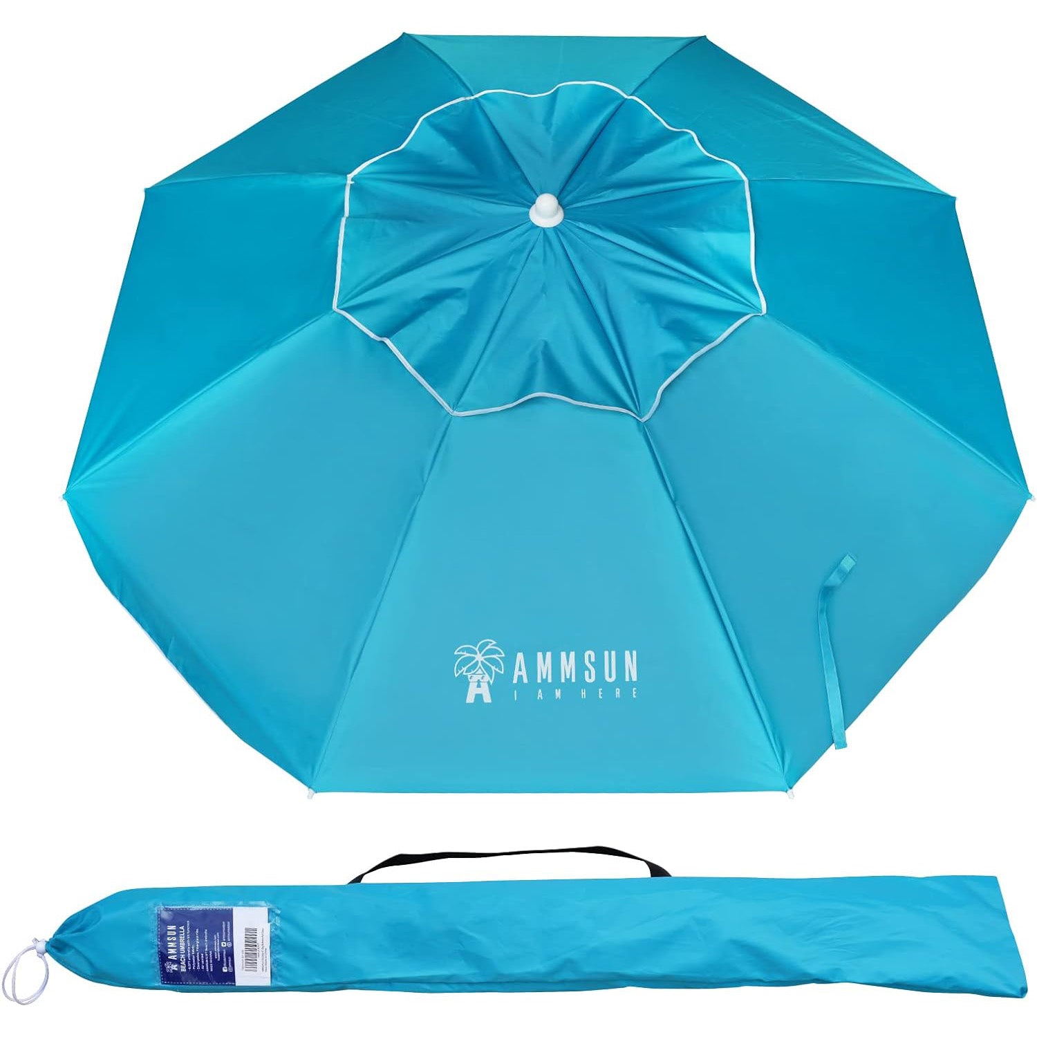 AMMSUN 6.5ft Outdoor Umbrella Sky Blue