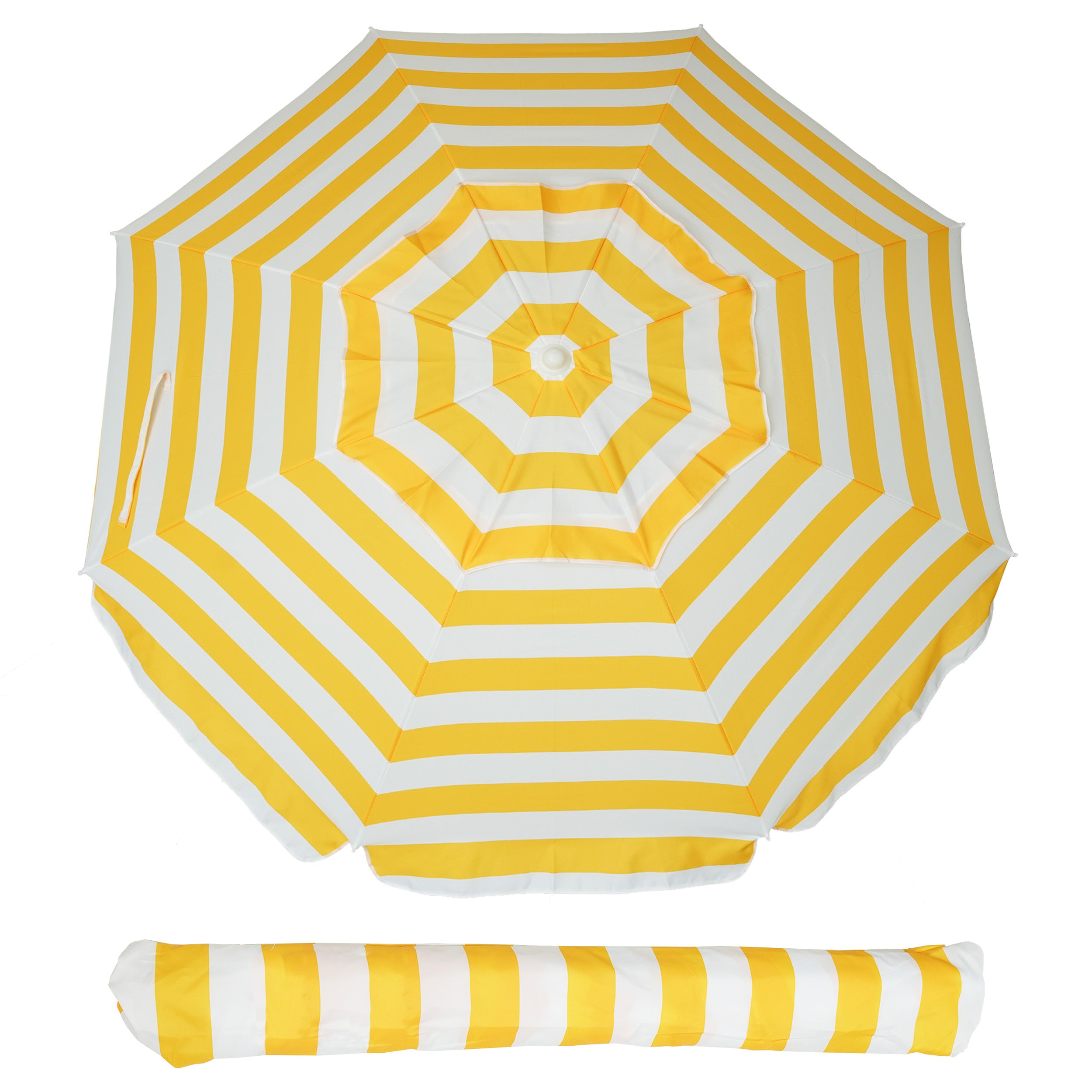 AMMSUN 6.5ft Outdoor Beach Umbrella Yellow stripe