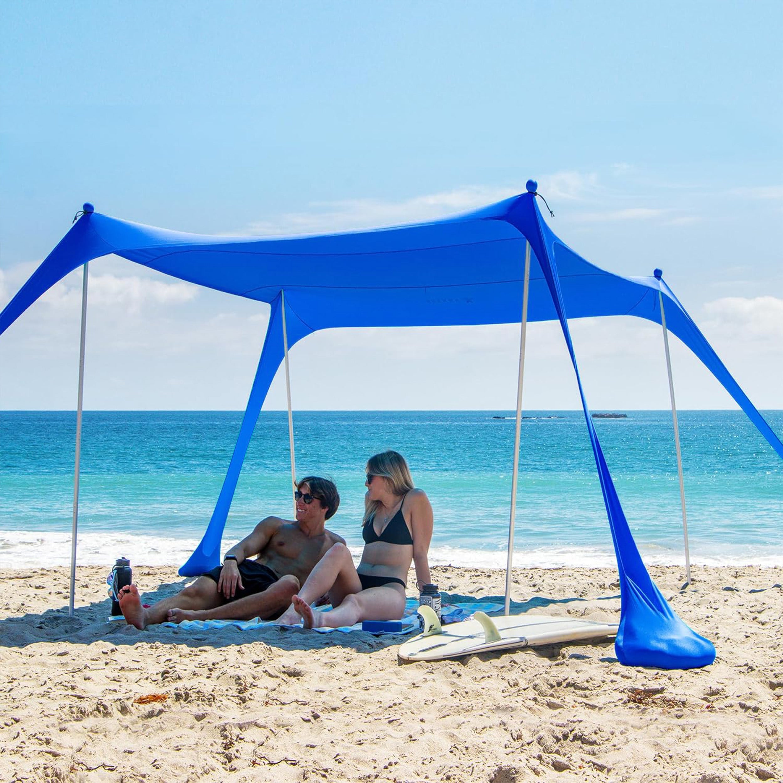 AMMSUN Beach Tent Portable Sun Shelter,8X 8ft Beach Canopy Easy Setup