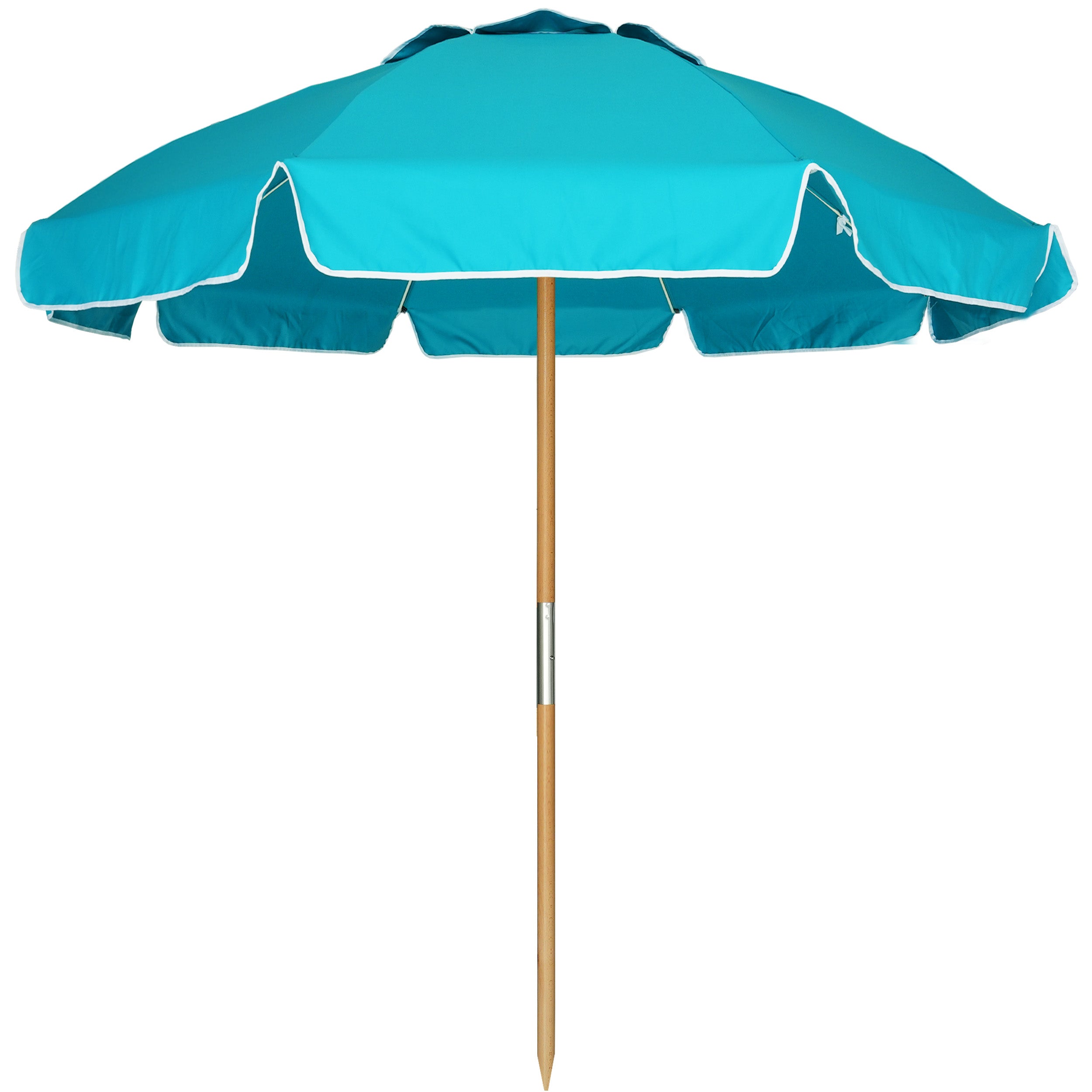 AMMSUN 7.5ft Heavy Duty HIGH Wind Beach Umbrella Commercial Grade Patio Beach Umbrella with Air- Vent Ash Wood Pole & Carry Bag Teal