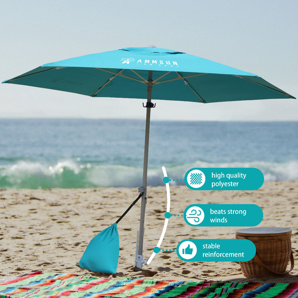 ammsun patio umbrella AMMSUN 8ft Heavy Duty Commercial Grade Beach Umbrella,Teal