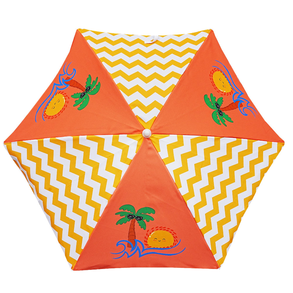 AMMSUN 5ft Kid Umbrella, Orange Coconut Tree