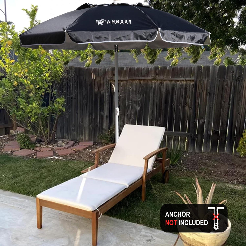 ammsun 6.5 ft outdoor patio beach umbrella sun shelter 6.5ft Boho Fringe Umbrella, Navy Stripe Equipped with 3 section aluminum pole with a integrated spiral anchor AMMSUN 6.5ft Outdoor Umbrella,black |