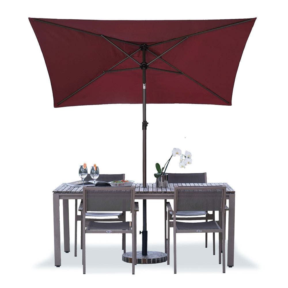 6ft burgandy patio umbrella AMMSUN 6.6 x 4.3ft Rectangular Patio table Umbrella,Maroon