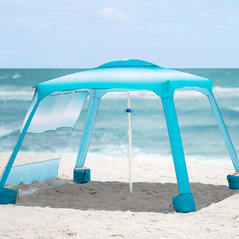 cabana tent AMMSUN 6.5'×6.5' Beach Cabana With Privacy Sunwall,Gradient Blue