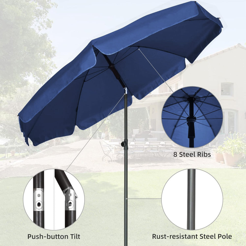 blue outdoor patio umbrellas AMMSUN 6.5ft Patio Table Umbrella,Navy Blue