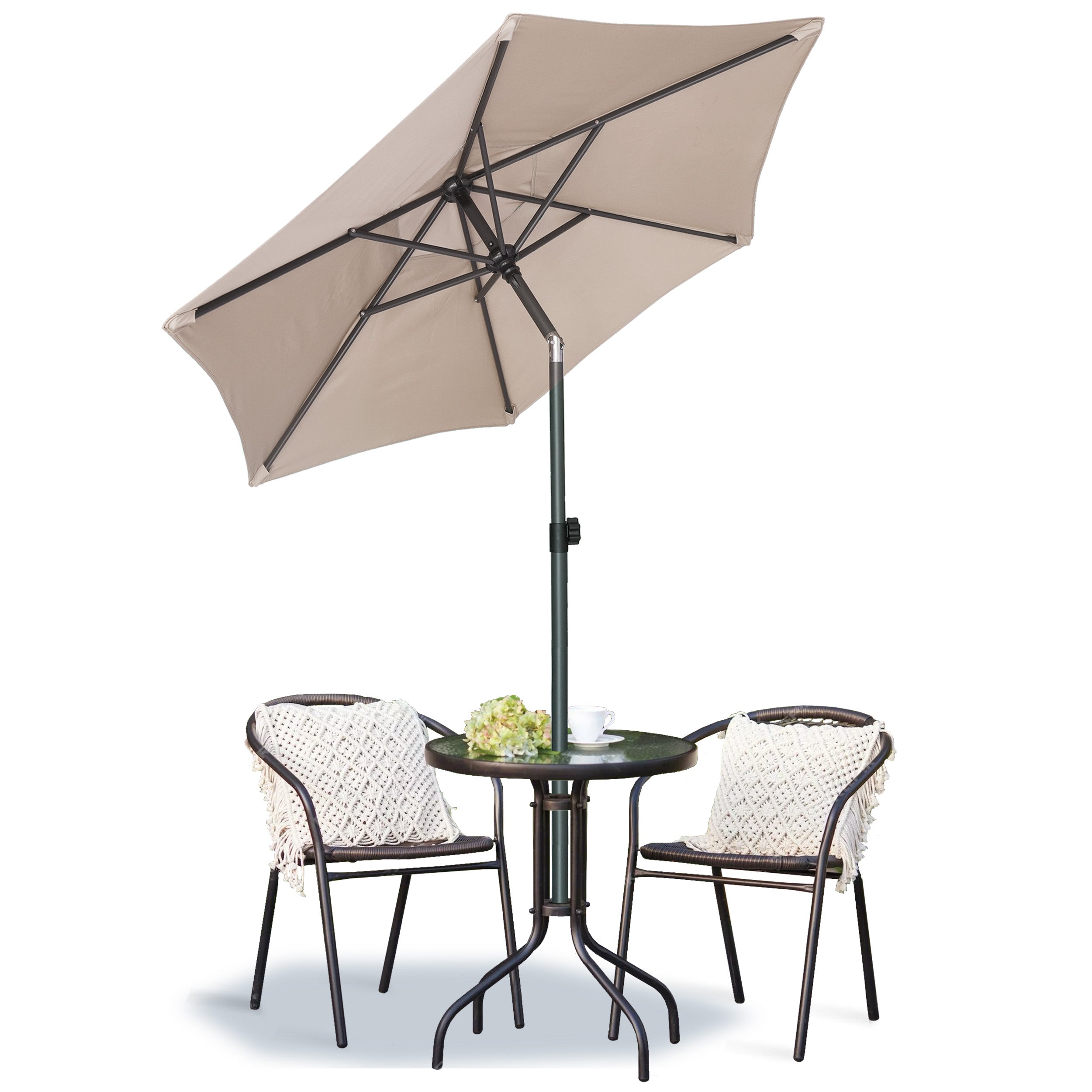 AMMSUN 6ft Patio Umbrella Outdoor Table Umbrellas with Push Button Tilt（Beige）