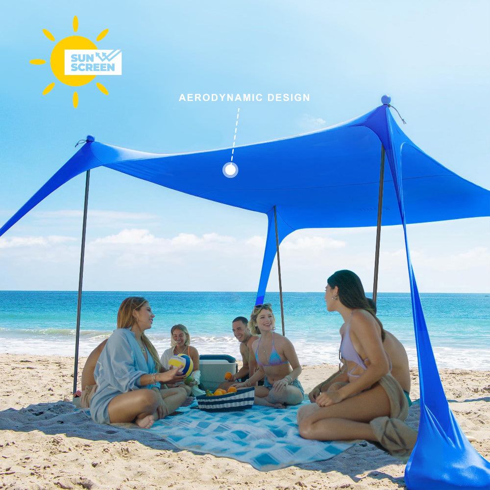 tent for sun protection AMMSUN 11ft X 11ft Portable Lycra Beach Tent,Navy Blue
