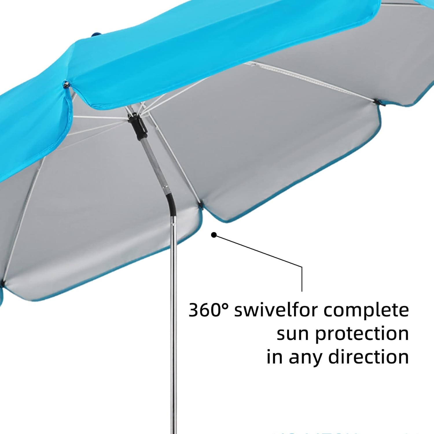 AMMSUN 52 inches XL Chair Umbrella with Universal Clamp Sky Blue