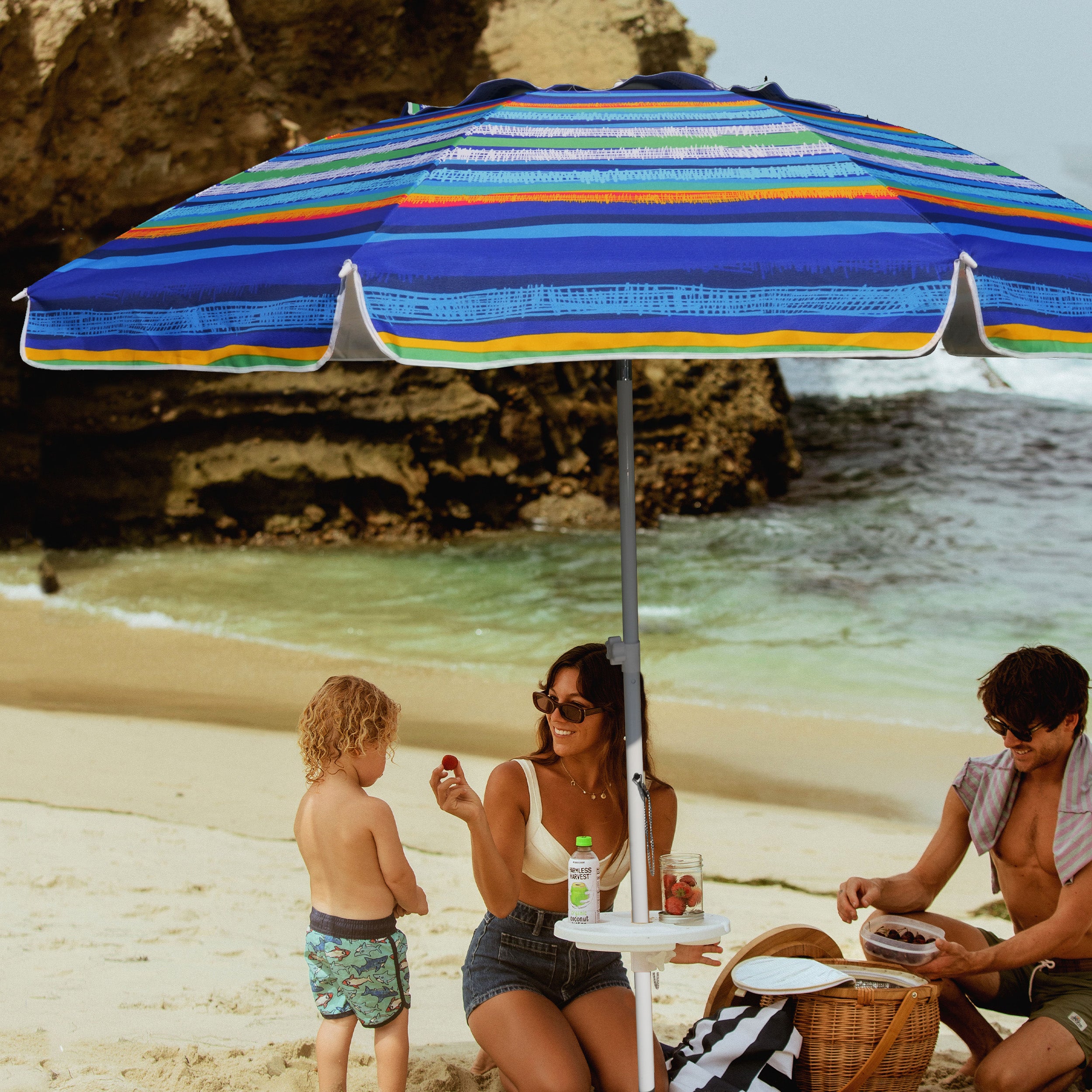 8ft beach umbrella with sand ancho
