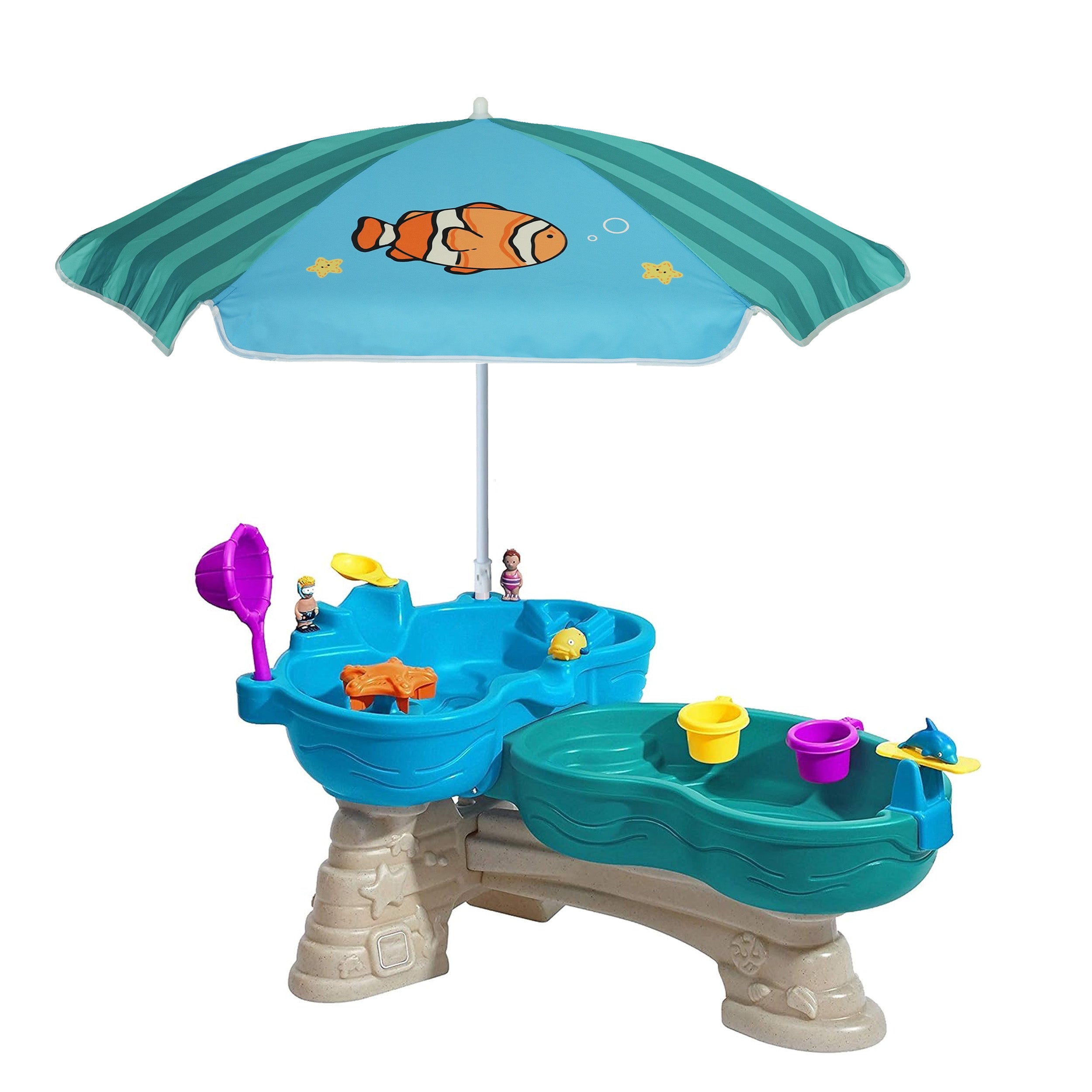 AMMSUN 47 inches kid Umbrella for Sand and Water Table Green Clownfish