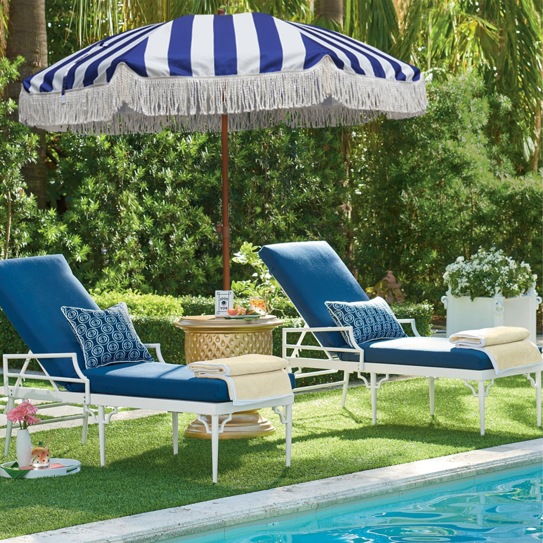 dunham's patio umbrella AMMSUN 7ft Patio Fringe Umbrella,Blue Stripes