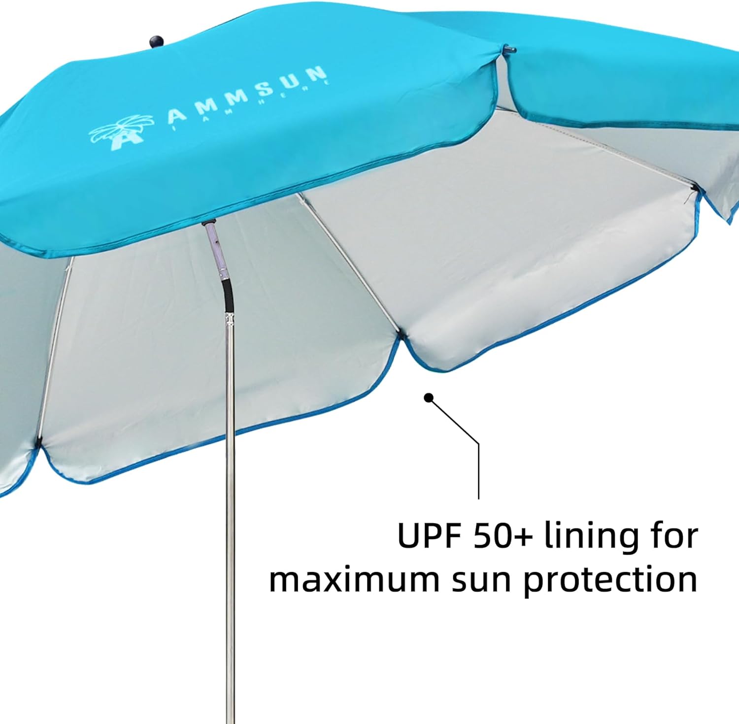 AMMSUN 52 inches XL Chair Umbrella with Universal Clamp Sky Blue 2 PCS