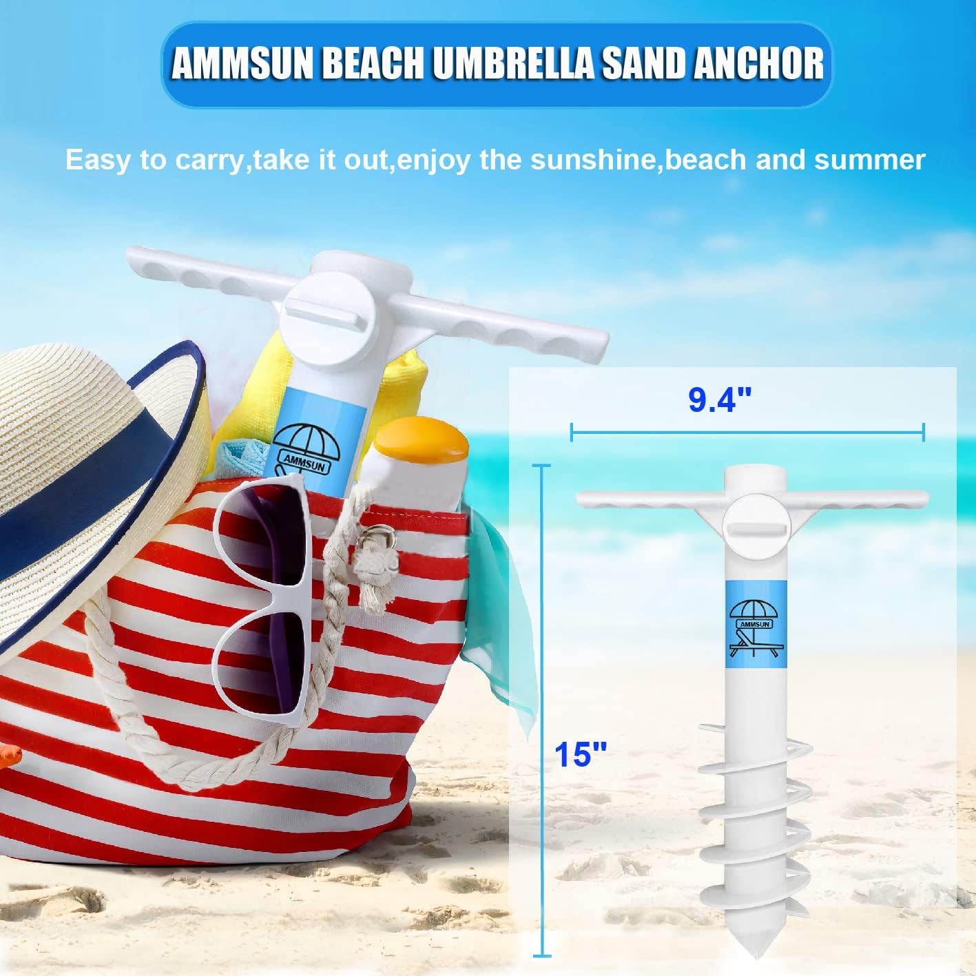 AMMSUN Plastic Beach Umbrella Sand Anchor