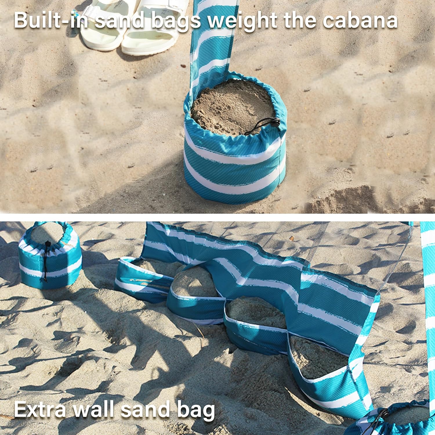 AMMSUN 6.2'×6.2' Beach Cabana With Privacy Sunwall Royal Turquoise