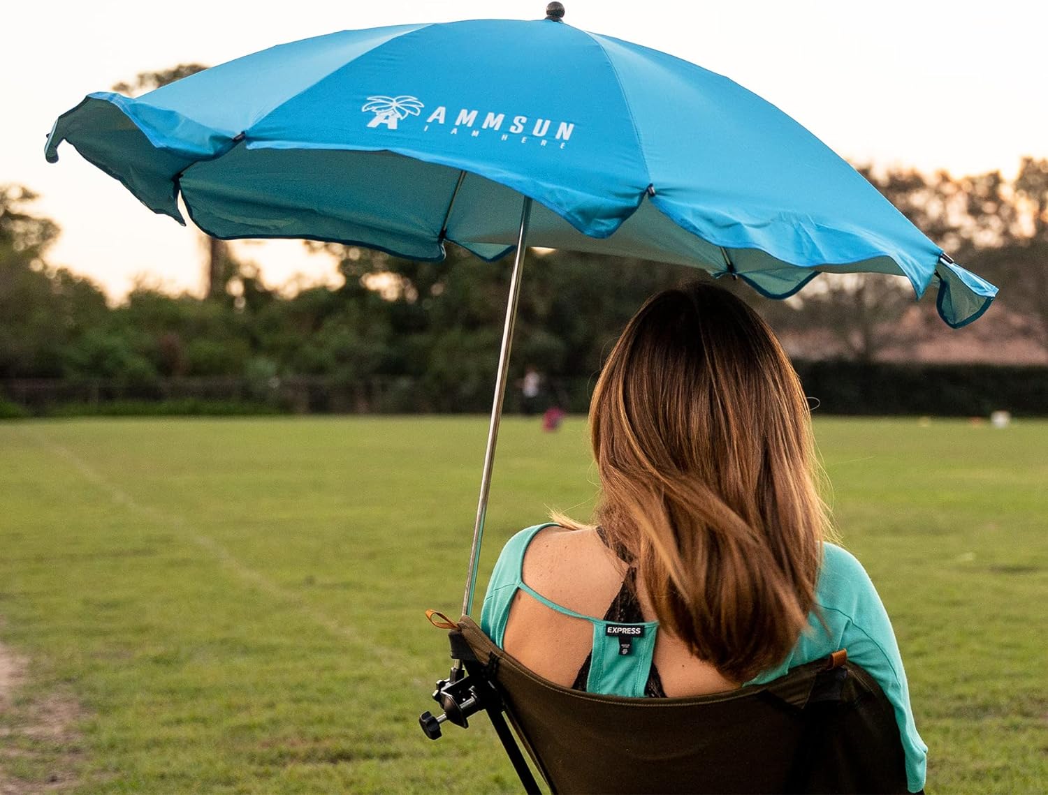 AMMSUN 43 inches Chair Umbrella with Universal Clamp Bright Blue