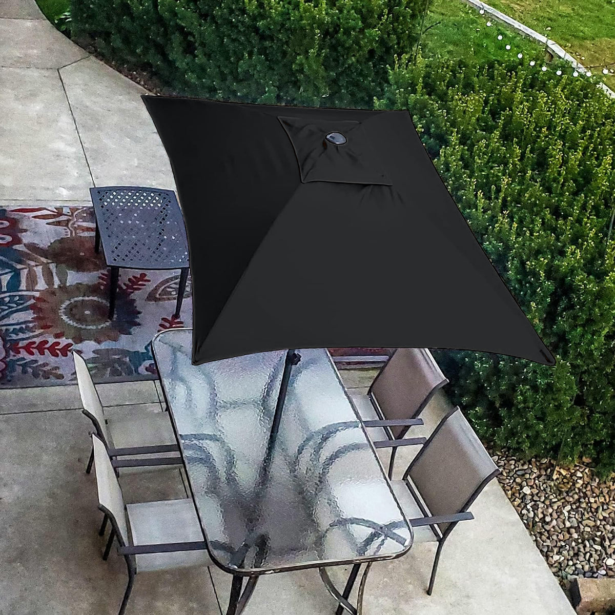 AMMSUN 6.6 x 4.3ft Rectangular Patio Umbrella for table,Black