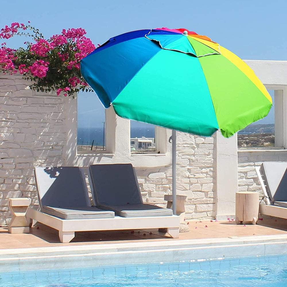 large rainbow patio umbrella AMMSUN 6.5ft Outdoor Umbrella,Rainbow