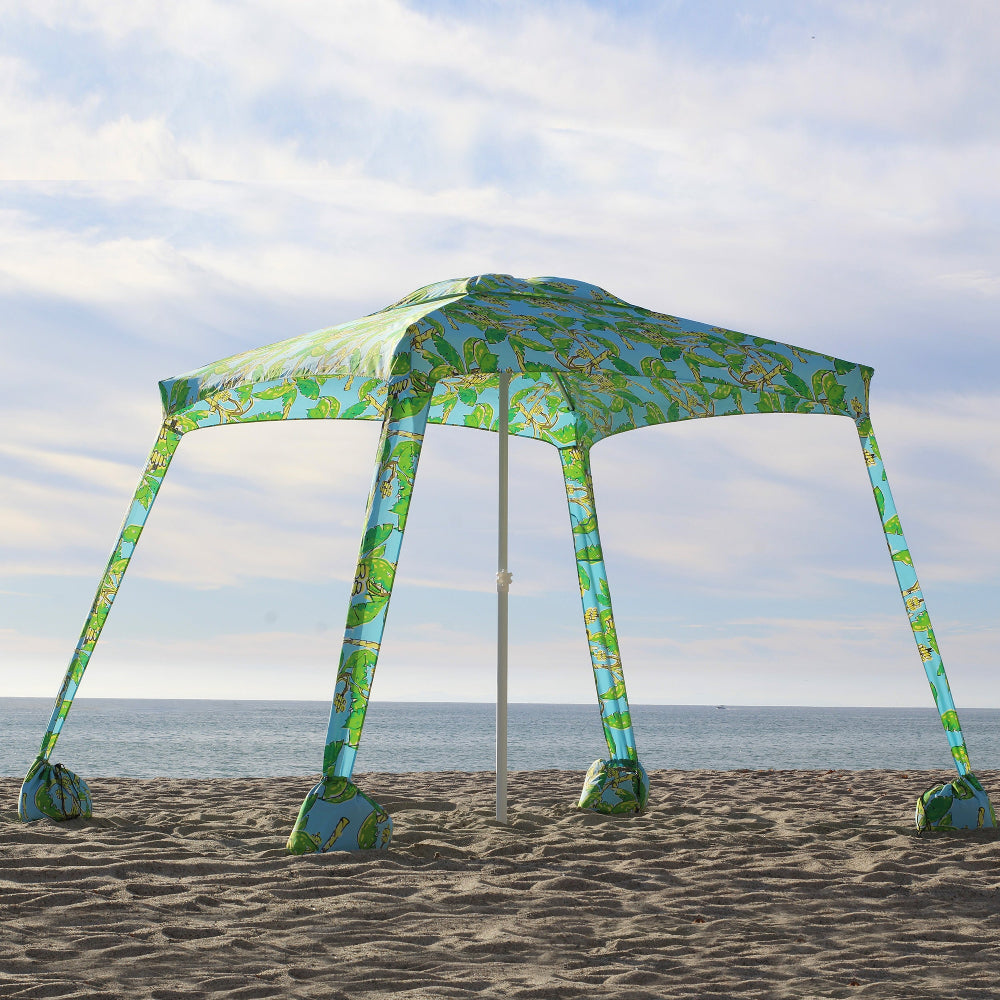 parasol tent AMMSUN 6.2'×6.2' Beach Cabana With Privacy Sunwall,Dazzling Banana