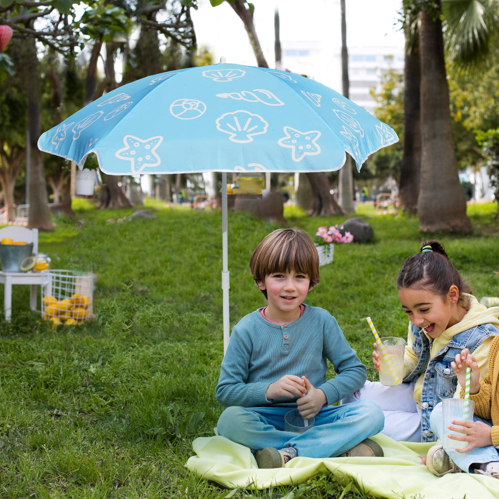 kids patio umbrella canada AMMSUN 5ft Beach Camping Garden Outdoor Kid Umbrella,Shell Blue