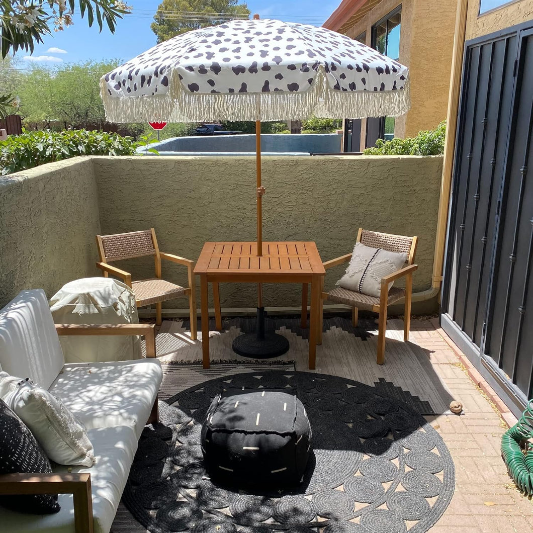 cow print patio umbrella AMMSUN 7ft Patio Fringe Umbrella,Cow Polka Dots