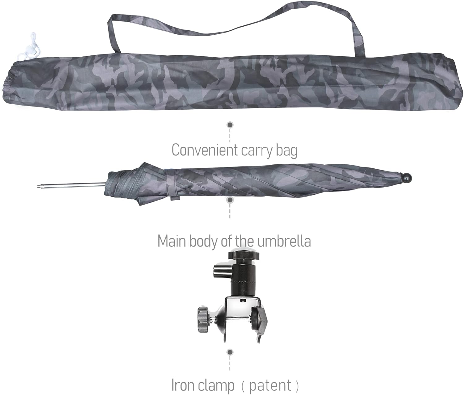 AMMSUN 43 inches Chair Umbrella with Universal Clamp Camouflage
