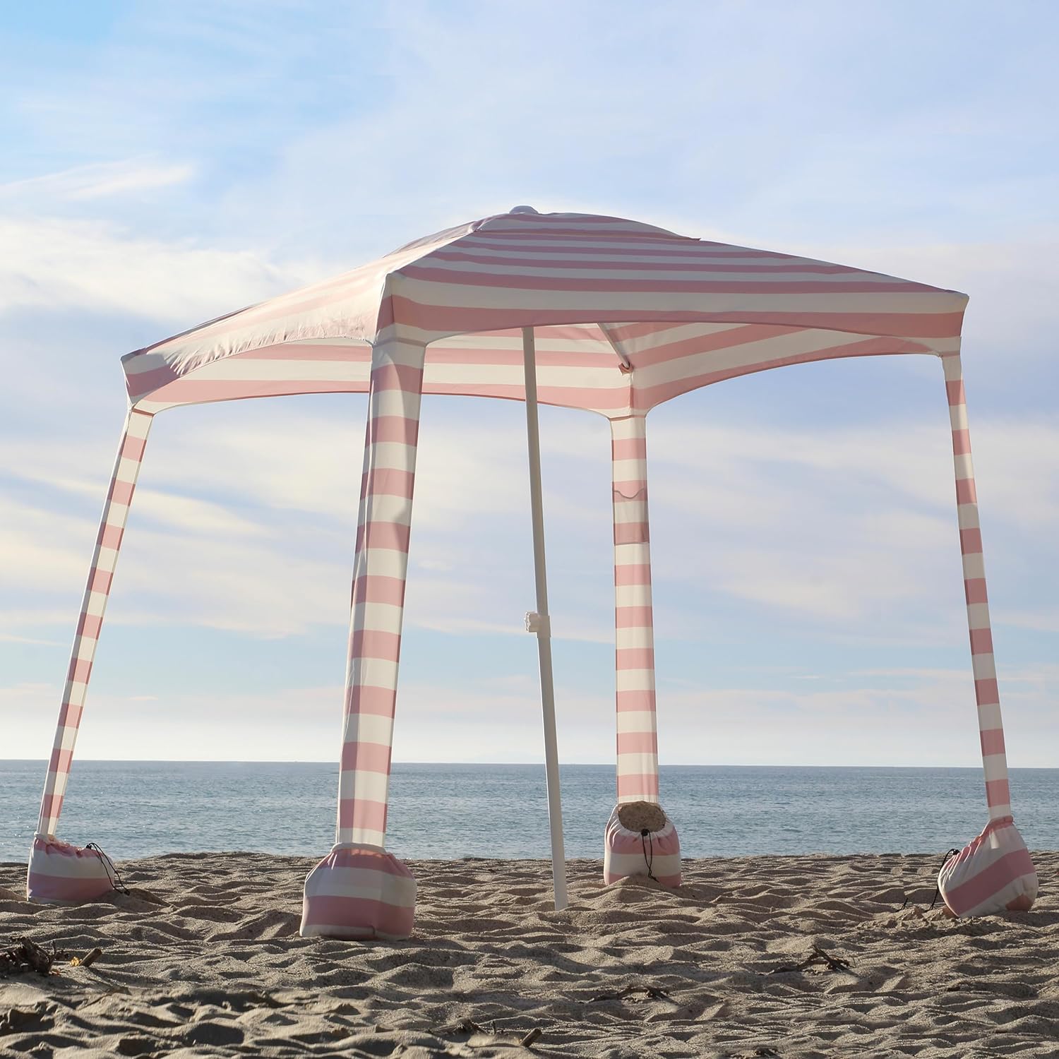 AMMSUN 6.2'×6.2' Beach Cabana With Privacy Sunwall Elegant Pink