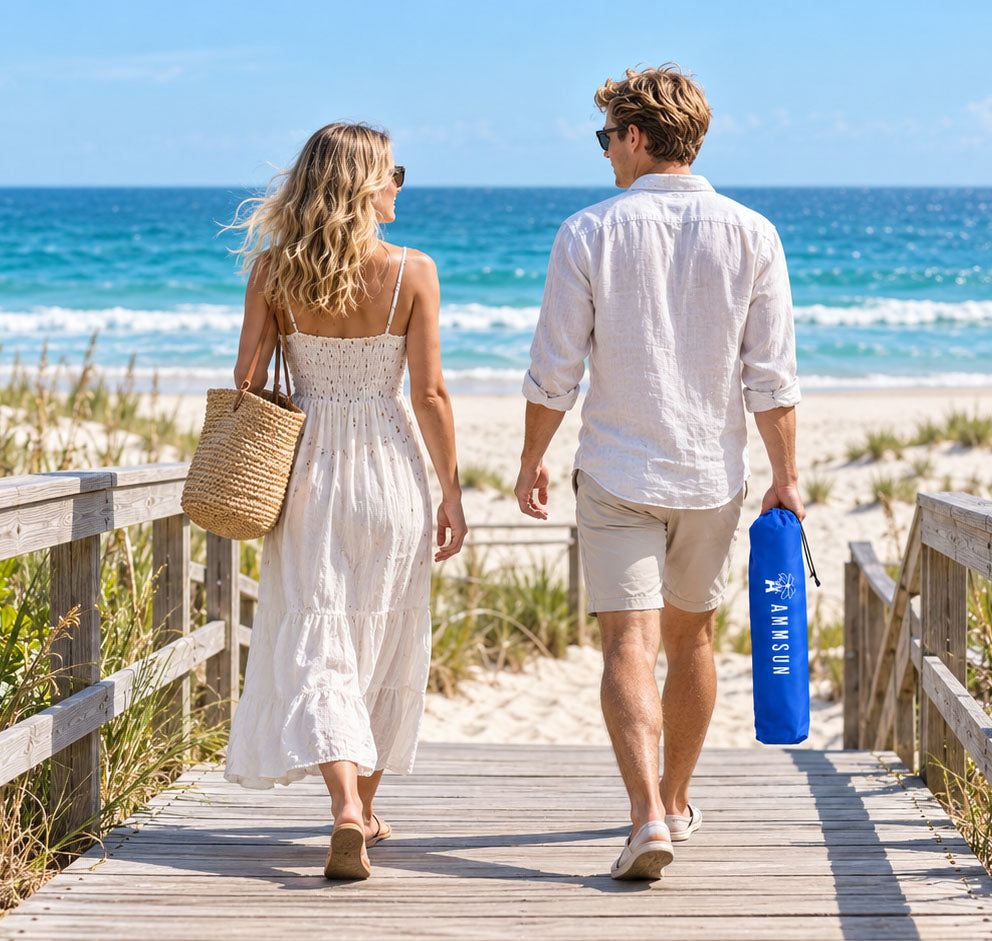 2027 AMMSUN Twice-Fold Beach Umbrella: A Faster, Easier Beach Setup