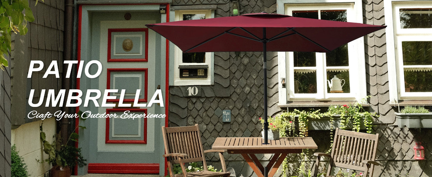 AMMSUN 6.6 x 4.3ft Rectangular Patio table Umbrella,Maroon