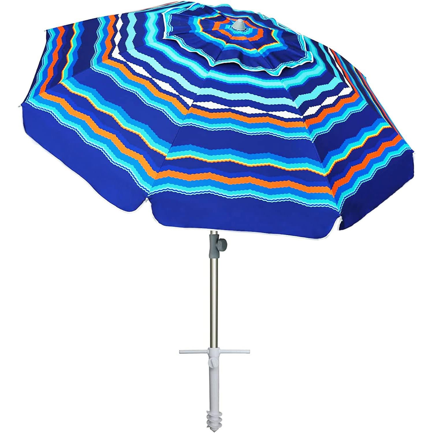 AMMSUN 7ft Heavy Duty HIGH Wind Beach Umbrella With Sand Anchor